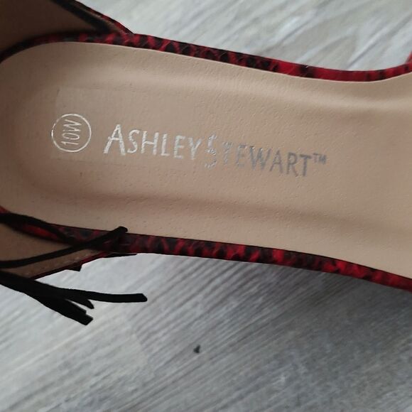 Ashley Stewart  red black tassel heels Sz 10W ( wide) - Picture 6 of 7